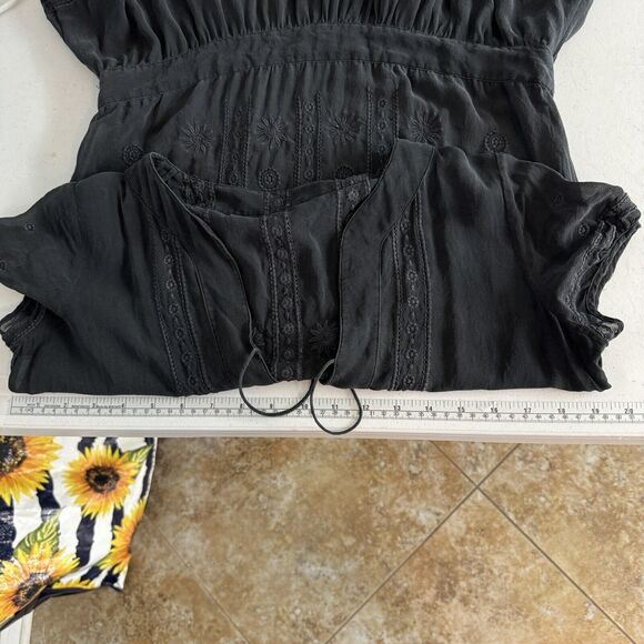 VTG Juicy Couture Y2K Silk Embroidered Sheer Top Size S/M Black Boho Whimsigoth - Picture 7 of 11